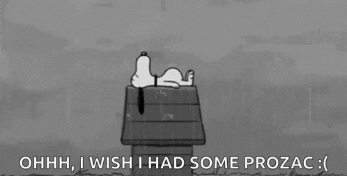 a black and white cartoon of snoopy laying on top of a doghouse in the rain .