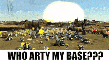 a video game scene with the words " who arty my base " above it