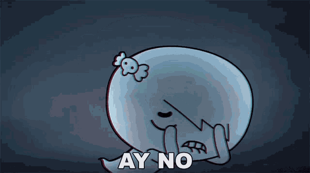 a cartoon character with the word ay no on the bottom right
