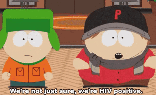 two cartoon characters from south park talking about hiv