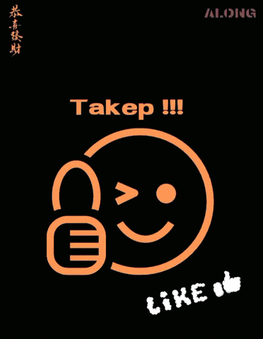 a black background with a blue smiley face and the words takep !!! and like