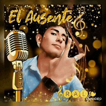 a picture of a man holding a microphone with the words el ausente