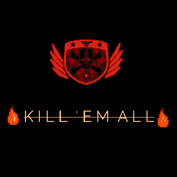 a logo that says kill em all with a skull and wings