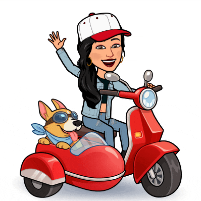 a cartoon of a woman riding a scooter with a dog on the side