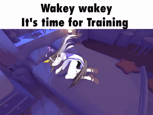 wakey wakey it 's time for training written on a purple background