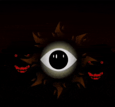 a cartoon drawing of a sun with a big eye