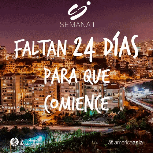 a poster that says " faltan 24 dias para que comience " with a city in the background