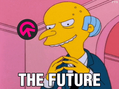 a cartoon character says the future in front of a pink wall