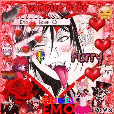 a picture of a man with his tongue hanging out with the words emo love < 3