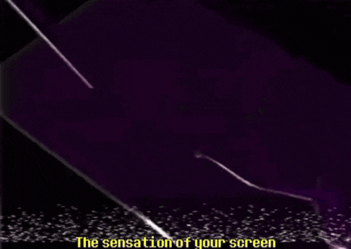 a purple background with a smiling face and the words the sensation of your screen below it