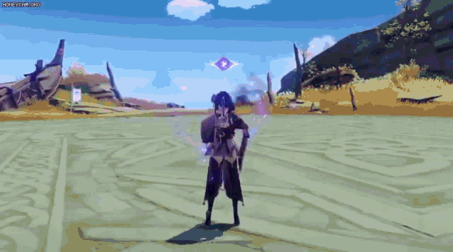 a pixel art of a person holding a sword with the words honeycomb visible in the corner