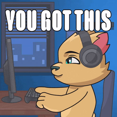 a cartoon of a cat wearing headphones with the words you got this