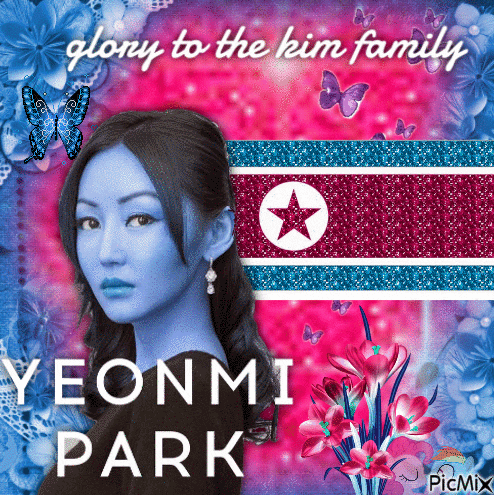 a picture of a woman with the name yeonmi park on the bottom