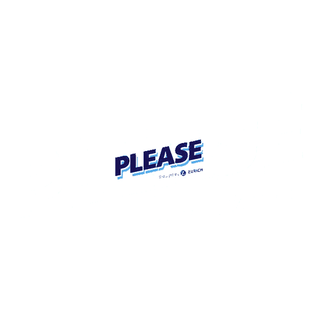 a blue and white logo for please brought by z zurich