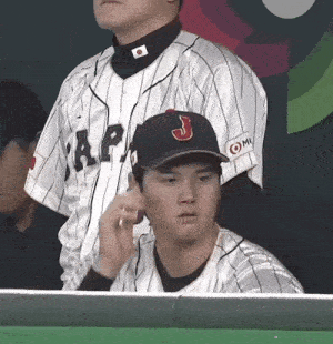 a baseball player wearing a jersey that says japan on it