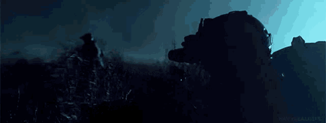 a group of soldiers are standing in a field at night in the dark .