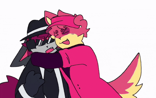 a cartoon drawing of a man and a woman hugging