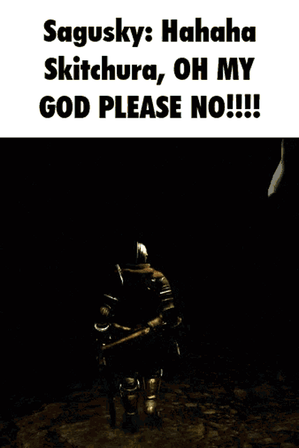a screenshot of a video game with the words sagusky : hahaha skitchura oh my god please no
