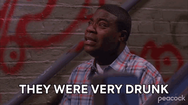a man in a plaid shirt says they were very drunk on peacock