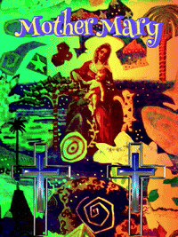 a colorful painting with the words mother mary on the top