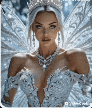 a woman in a fairy costume with a crown on her head .