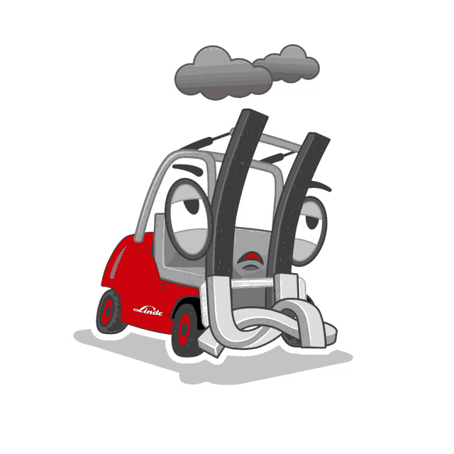 a cartoon drawing of a forklift with a linde logo on the side