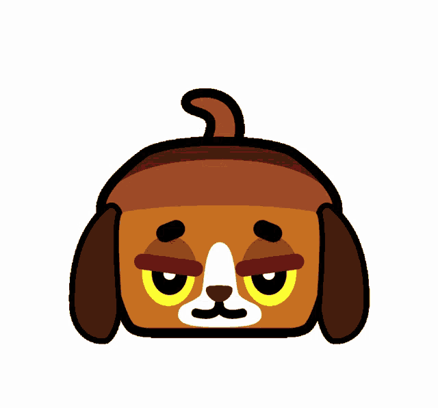 a cartoon drawing of a dog with an angry expression