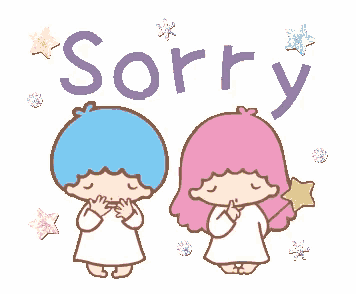 a boy and a girl are standing next to each other with the word sorry written above them