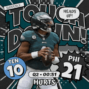 a graphic of a football player with the words touch down