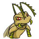 a cartoon drawing of a grasshopper with a very angry look on his face