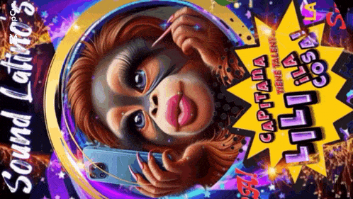 a cartoon of a monkey wearing headphones says " capitana "