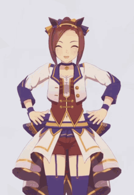 a cartoon character is standing with her hands on her hips while smiling