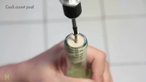 Having Trouble With Getting Corks Out Of Bottles? Try This Screw Hack To Get Your Wine. GIF - Diy Crew Hack GIFs