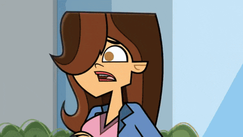 a cartoon of a woman with brown hair and braces