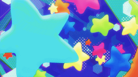 a colorful background with a blue star in the middle