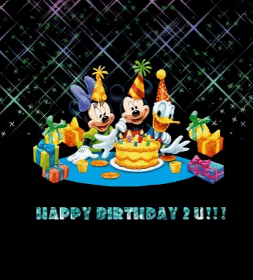 a happy birthday card with mickey mouse minnie mouse and daisy duck