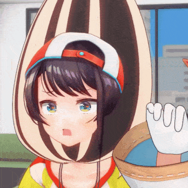 a girl wearing a striped hat and gloves looks angry