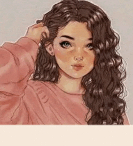 it is a drawing of a girl with curly hair .
