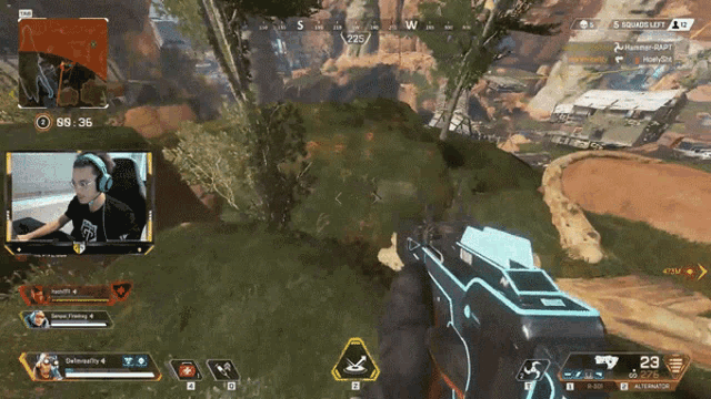a man is playing a video game with the time of 68 36