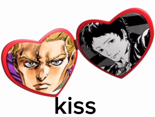 a heart shaped mirror with a picture of a man and the word kiss underneath it