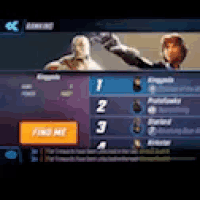a blurred image of a video game with a person holding a gun and a button that says find me .