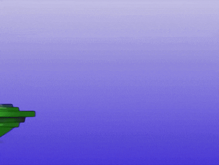 a purple background with a green object on it