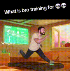 a man is running on a treadmill with the words " what is bro training for " on the bottom