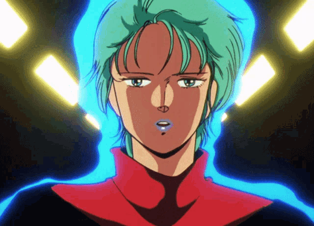 a drawing of a woman with green hair