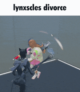 lynxscles divorce is written on a gray background