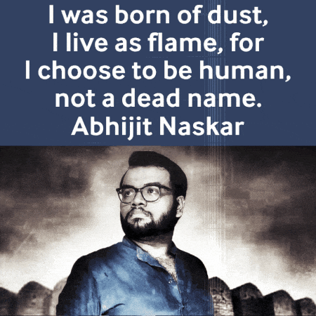 a quote by abhijit naskar is displayed above a picture of a man