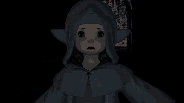 a cartoon character wearing a blue cape with a surprised expression on her face