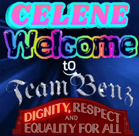 a sign that says celene welcome to team benz