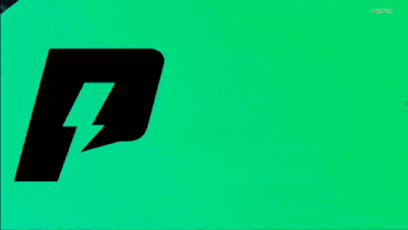 a green background with a black letter p and the word vispo on the bottom