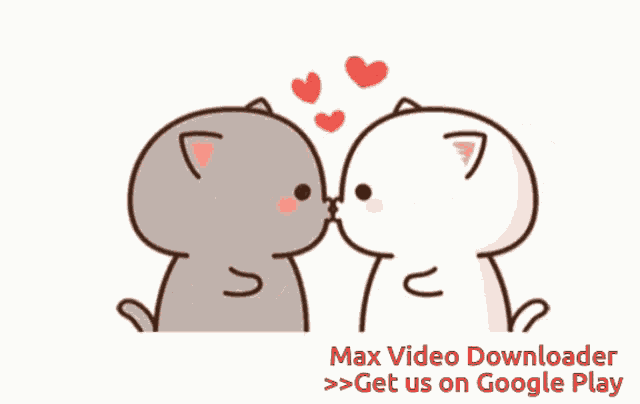 a couple of cartoon cats standing next to each other with the words max video downloader above them